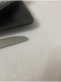 Resim Keten Görünümlü Dantel Detaylı Simli Dertsiz Masa Örtüsü Beyaz + 12 Peçete, 150 x 220 