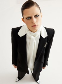 Resim Yakası Taşlı Blazer Kadın Ceket - Butter / 38 