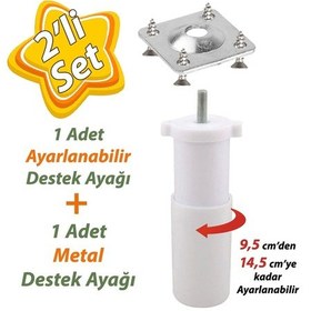 Resim Destek Ayağı 9,5-14,5 Cm Beyaz Ve Metal Düz Ayak Tabanı M8 Civatalı İnce Diş Mobilya Kanepe Baza Koltuk Seti 