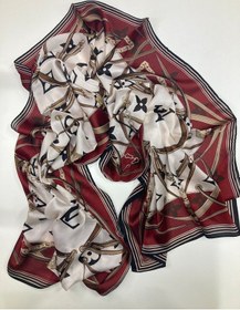 Resim Miorel Scarfs Yeni Sezon Lv Kemer Desen Vual İpek Şal Yeni Sezon Silk Scarfs Shawl Hijab Fular Bej - Bordo 