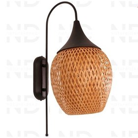 Resim Boja Bambu Siyah Detay Aplik 25x25x60 Cm İskandinav, Modern, Bohem, Rattan, Aydınlatma Bej 