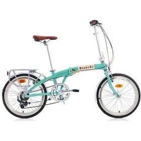 Resim Bianchi Foldıng New Vıntage Katlanır Bisiklet 290h 20 Jant 7 Vites Celeste Krem Ck16 Glossy Mavi 
