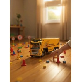 Resim Ctoy Uzaktan Kumandalı Sarı Tır ve Römork - 1:36 Ölçek (27 Mhz Direksiyon Kumandalı Rc Truck) 