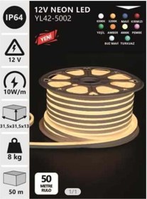 Resim Noas 12V NEON GÜNIŞIĞI 3200K 50MT TOP 5X12 MM YL42-5002 