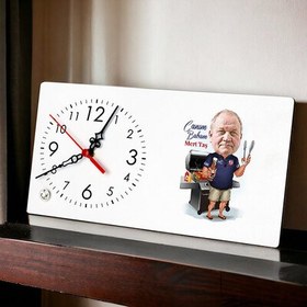 Resim Mangal Sefası Karikatürlü Şık Masa Saati 