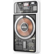 Resim Bwoo 10000 Mah Wireless Manyetik Powerbank Göstergeli Dahili Type-C ve Lightning Kablolu Hızlı Şarj Destekli 