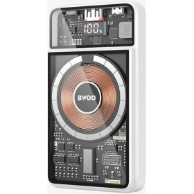 Resim Bwoo 10000 Mah Wireless Manyetik Powerbank Göstergeli Dahili Type-C ve Lightning Kablolu Hızlı Şarj Destekli 