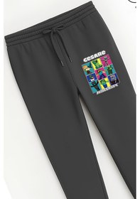 Resim Tam Kalıp 3 İplik Pamuğa Pamuk Paça Lastikli Min2 Tasarım Çocuk Eşofman Altı Füme 