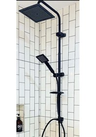 Resim Siyah Kare Duş Seti, Tepe Yağmurlama Duş Başlığı, Ekstra Büyük Robot Duş Sistemi Diğer 