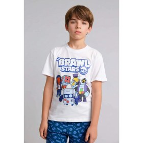Resim DeFacto Brawl Stars Kısa Kollu Üst Şort Alt 2'li Pijama Takımı Erkek Çocuk H3540A826SM 