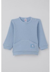 Resim Breeze Erkek Bebek Pijama Takımı Omuzdan Patlı Kanguru Cepli Gülenyüz Armalı 4 Ay-1 Yaş, Açık Mavi Açık Mavi 