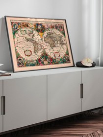 Resim Vintage Coğrafi ve Hidrografik Dünya Haritası - Art Print - Matt Studio / 30x40 cm 