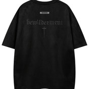 Resim Erkek Casual Moda Trendy Suede Nakışlı Kısa Kollu T-Shirt, Bol Kesim, Yuvarlak Yaka, Mor Renkli ve Çapraz Sembol Tasarımı ile Yaz Sokak Stili Tee, Hafif Esnek Kumaş, Yetişkin Casual Giyim | Trendy Yuvarlak Yaka | Şık Suede 