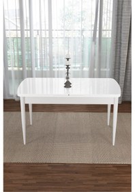 Resim Canisa Concept Zen Serisi 80x132 Mdf Açılabilir Beyaz Masa Takımı 4 Bordo Sandalye Ve 1 Bench Masa Beyaz Sandalye Ve Bench Bordo 