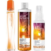 Resim Avon Summer White Sunset Parfüm, Senses Sun Kissed Sunsets 250 ml Duş Jeli ve 100 ml Vücut Spreyi Paketi 