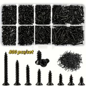 Resim 800 adet M2 Kendinden Delen Vida Seti, Çeşitli Boyutlar & Stiller - Ahşap Tamiri & Cihaz Montajı için Spiral Saplı & Düz Başlı Dayanıklı Metal, Pratik Saklama Kutusu Dahil 