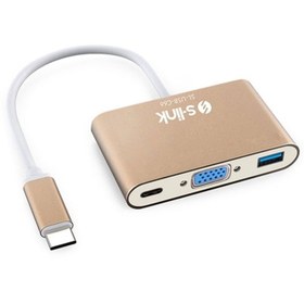 Resim S-Link SL-USB-C66 0.15metre TYPE-C-USB 3.0_VGA Çevirici Adaptör Gold 4K 