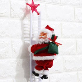 Resim Climbing Ladder Electric Santa Claus Climbing Red Ladder Doll Toy - Grey 
