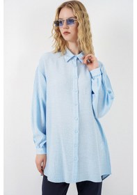 Resim Bigdart Kadın Dokulu Oversize Tunik 5989 - Mavi 