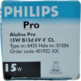 Resim Philips 15W 6V 2800K 4° BA15D Şeffaf Cam Halojen Çanak Ampul 