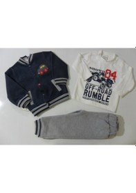 Resim Beyzababykids %100 Pamuk Donino Baby Mevsimlik Ceketli Erkek Bebek 3Lü Takım 0-6 Ay Çok Renkli 