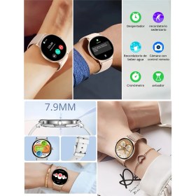 Resim Reeder S71 Uyumlu Su Geçirmez Akıllı Saat Metal Kordon Amoled Ekran 1.43 Inç 