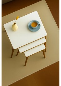 Resim İstanbul Zigon Sehpa Ay Taşı Krem 