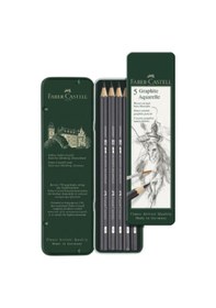 Resim Graphite Aquarelle Suda Çözünür Çizim Kalemi 5 Li Metal Kutu 