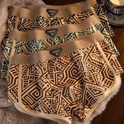 Resim 3 adet Karışık Renkli Amerikan Tarzı Erkek Külotu Maya Retro Etnik Düz Köşe Nefes Alabilir Dört Köşeli Trendy Nefes Alabilir Düz Köşe Pantolon 