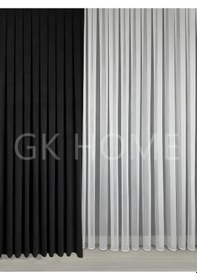 Resim Simli Bambu Düz Tül Perde Kırışmaz Salon Tülü 1/3 Sık Pile Kırık Beyaz 