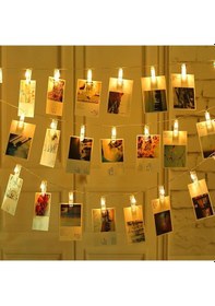 Resim 20Li Işıklı Fotoğraf Mandalları 3 Metre 