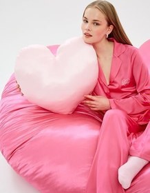 Resim Gömlek Yaka Uzun Kollu Düğmeli Saten Pijama Üstü 