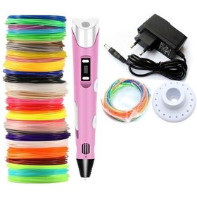 Resim Pembe Renk 3D Pen Kalem Yazıcı ve 200 M Pla Filament 10 Renk x 20 M 