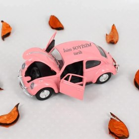 Resim Herkesetoptantic Kişiye Özel Büyük Boy Uzun Model Metal Vosvos Çek Bırak Oyuncak Araba (Pembe) 