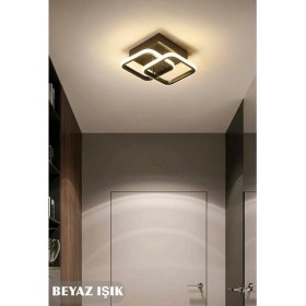 Resim Home Kare Hol,antre,yatak Odası,çocuk Odası Için Modern LED Avize Siyah Kasa Beyaz Işık 