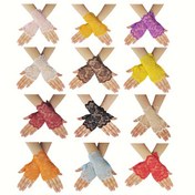 Resim ED EXCEED 1 Çift Kadın Kısa Bilek Dantel Eldiveni Parmaksız Dantel Eldiven Çay Partisi Eldiveni Güneş Kremli Gelinlik Çiçekli Eldiven Düğün Konser Parti Performans 