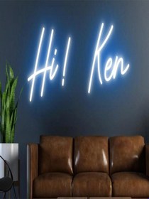 Resim Hi Ken Yazılı Neon Tabela Mavi 