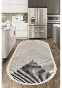 Resim West Home Makinede Yıkanabilir Kaymaz Taban Leke Tutmaz Oval Salon Halısı Mutfak Halısı Ve Yolluk Wh 586 Beige Oval 