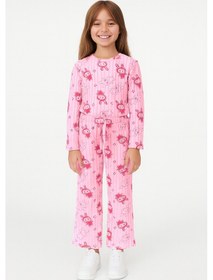 Resim Kız Çocuk Pijama Altı Beli Lastikli Tavşan Baskılı Pembe 