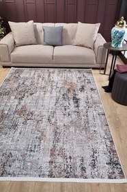 Resim Ferozwala Kahverengi Modern Geometrik Etnik Desenli Boho Makinada Yıkanabilir Hafif Hav Toz Vermez Leke Tutmaz Kaymaz Taban Dijital Makine Baskı Halı Oturma Odası Salon Yolluk Koridor Mutfak Halısı 