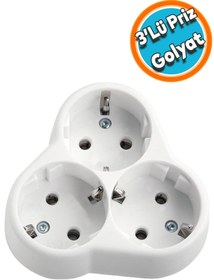 Resim NZB Golyat 3'lü Grup Priz Fiş Priz Topraklı Çoklu Çoğaltıcı Kablosuz Üçgen 