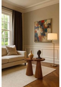 Resim Masif Ahşap 2 Li Yan Sehpa Takımı Doğal Zigon & Fiskos Set - Açık Ceviz Renk Açık Ceviz Renk 