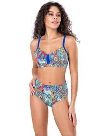 Resim Endeep Kadın Siyah Beyaz Desenli Yüksek Bel Destekli Bikini Takımı Beyaz-siyah Beyaz - Siyah 
