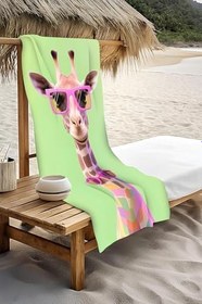 Resim Dijital Baskı Plaj Deniz Havlusu Zürafa Desenli Peştamal HVL0133 