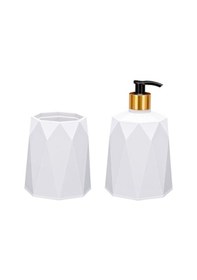 Resim Omnipazar Elf-577 Geo 2'li Diş Fırçalık Ve Sıvı Sabunluk Lavabo Takımı Beyaz 