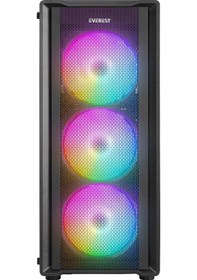Resim Everest MIDION Mesh PEAK 350W 4*120MM Rainbow Fanlı Temperli Camlı Mid-T Gaming Oyuncu Kasası 