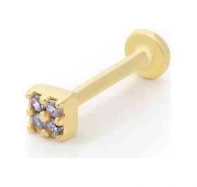 Resim Cherry By Özkonak Kare Model Dört Taşlı Tragus Piercing Sarı 