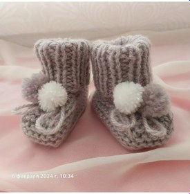 Resim Malavocki El İle Örgü Çocuk Pişekleri Çoraplar 208406675 Gri 