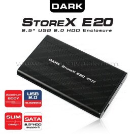 Resim Dark Storex E20 2.5" USB 2.0 Full Alüminyum SATA Disk Kutusu (DK-AC-DSE20) 