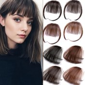 Resim Sıcaklık karşıtı sentetik bangs perukü yanaklar ile | Doğal görünüm air bangs perukü kadınlar için | Yüksek sıcaklık fiber peruk | Gündelik kullanım ve cosplay için uygun moda aksesuarı 